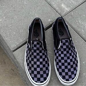 Vans Black and Gray Checkered Slip-On Shoes size 7.5 ready to wear